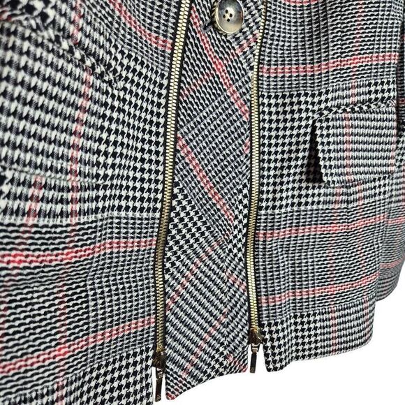 Escada Zipper Houndstooth Blazer Red Black White Size 38 US 6 - Picture 4 of 10